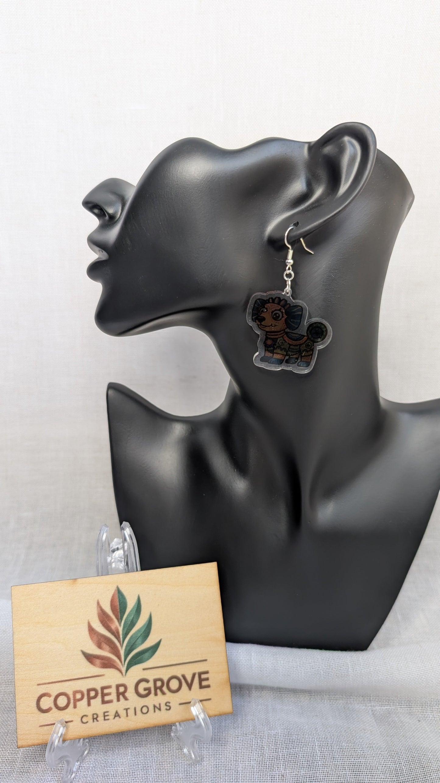 Pair of colorful dog-shaped earrings