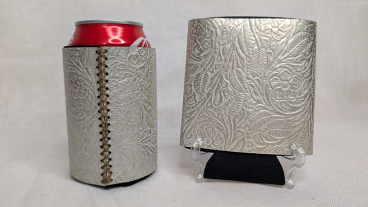Metallic Edge: Personalized Leather Koozie