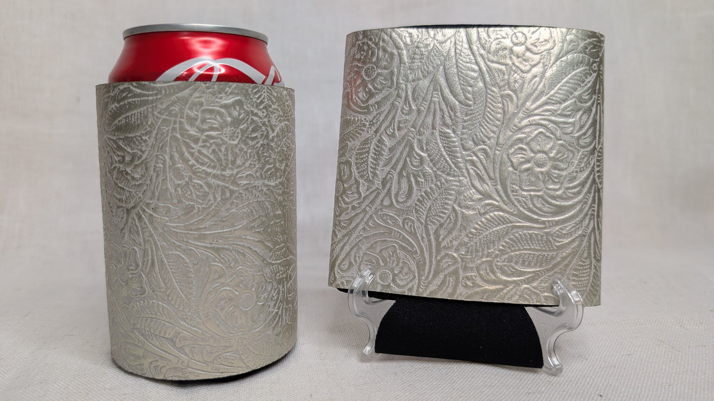 Metallic Edge: Personalized Leather Koozie