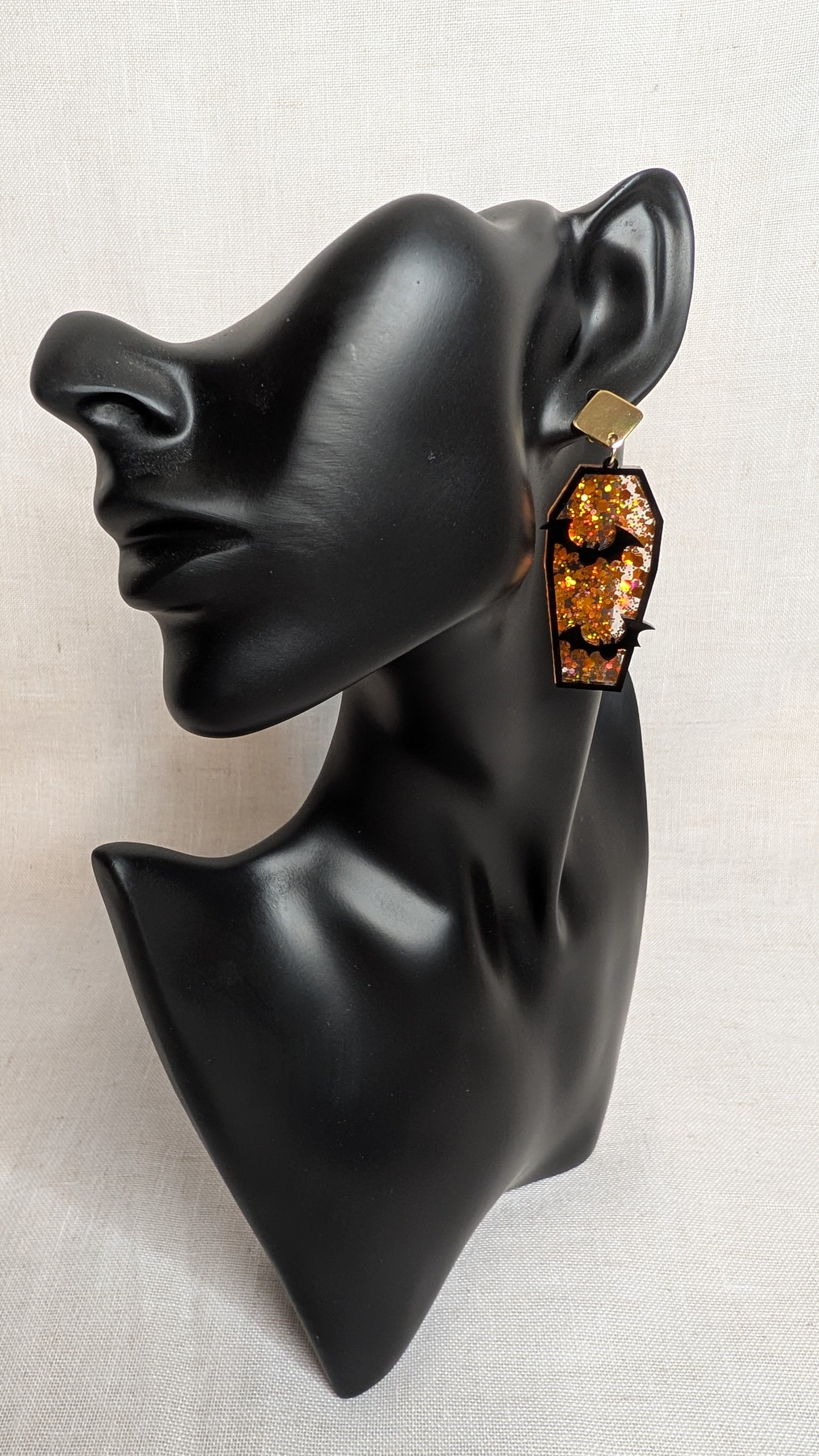 Coffin & Bat Halloween Earrings