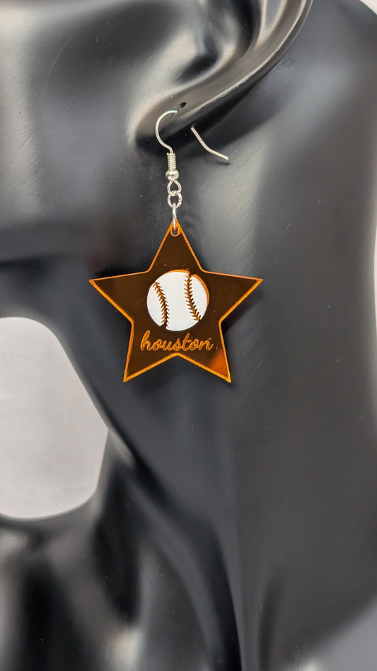 Houston Baseball Earrings  🧡💙 ⚾ 🧡💙