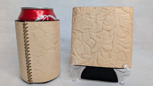 Embossed Floral Leather Koozie