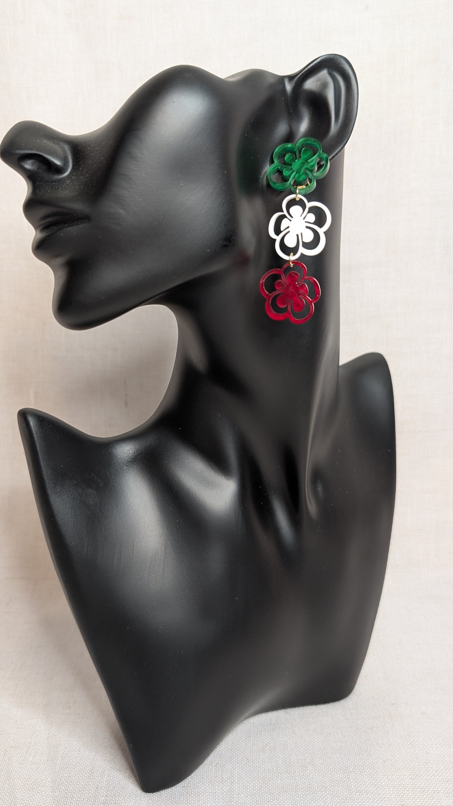 Viva México Three-Tier Earrings – Green, White & Red Statement Jewelry
